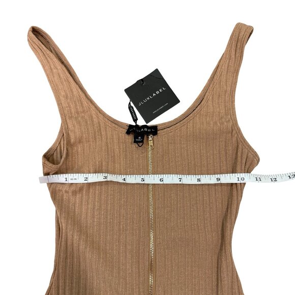 JLUXLABEL Ribbed Tank Zip Front Bodysuit Caramel Tan Size Small - Picture 6 of 7